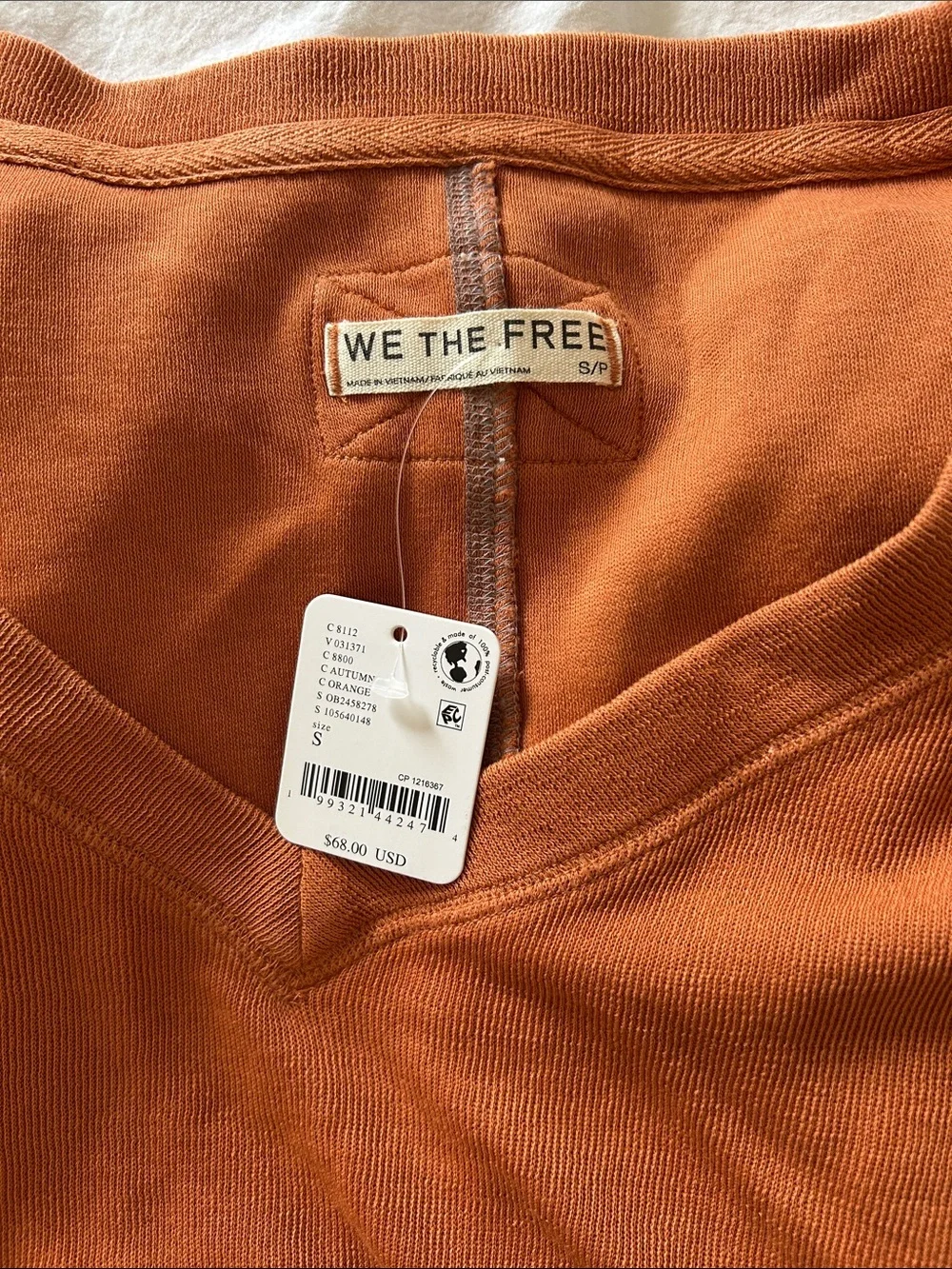 NWT Free People Comfort Zone V Neck Pullover Orange Fall Halloween Sweater Top